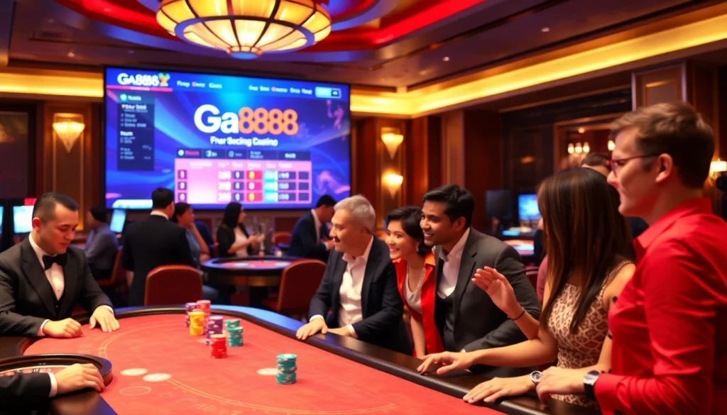 Experience thrilling gameplay at Ga888 with vibrant casino gaming scenes.