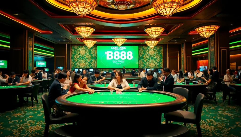 Experience the excitement of Đá Gà Thomo BJ888 in a vibrant casino atmosphere.