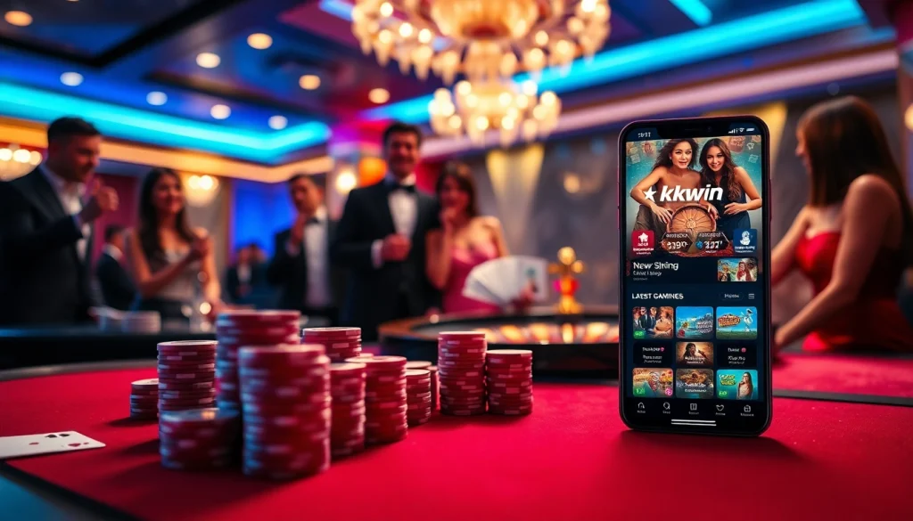 Experience kkwin excitement at a luxurious poker table with cards and chips.