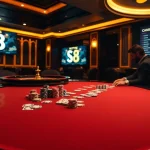 Experience high-stakes gambling at an upscale casino table with S8 betting options.