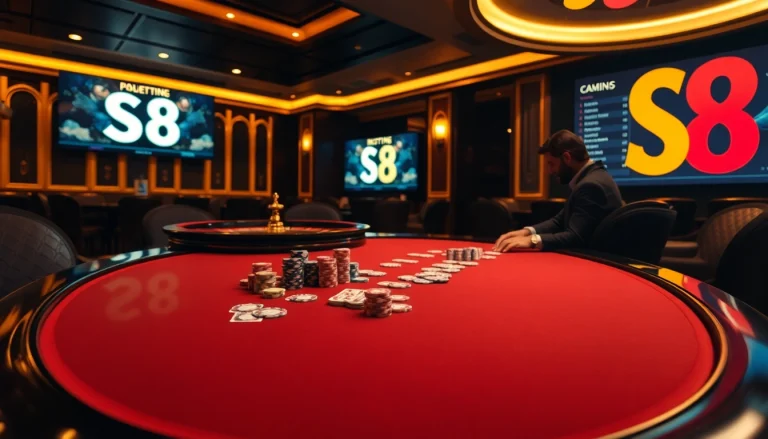 Experience high-stakes gambling at an upscale casino table with S8 betting options.
