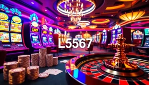 L567 slot machines and gaming table enhance the thrilling casino atmosphere.
