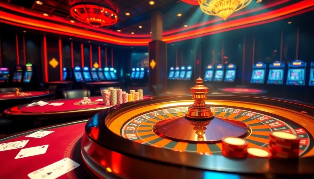 Experience a thrilling gambling atmosphere at 56WIN with exciting roulette and poker action.