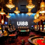UU88 players enjoying exciting games at a luxurious casino with vibrant decor