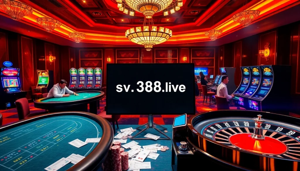 Engage in thrilling gameplay at https://sv388win.live, featuring vibrant casino scenes with live betting and excitement.