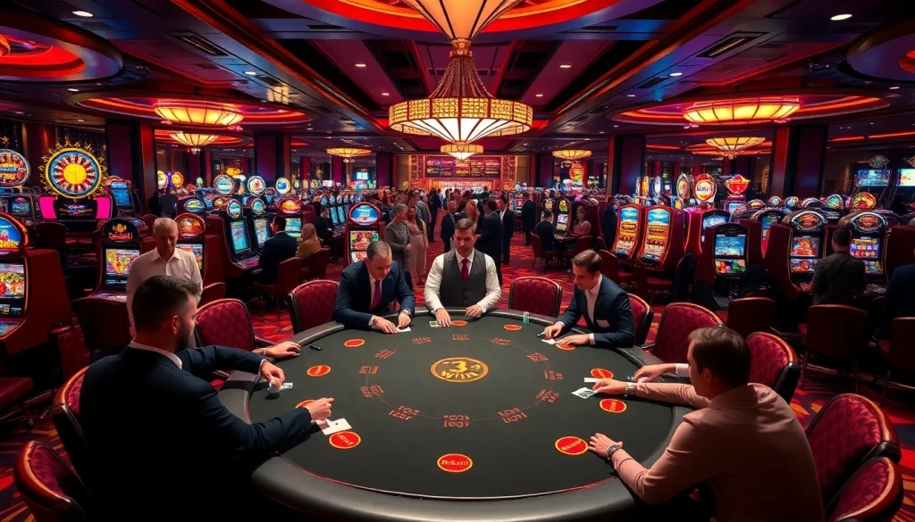 Thrilling poker game at 33Win casino with vibrant atmosphere and professional players.
