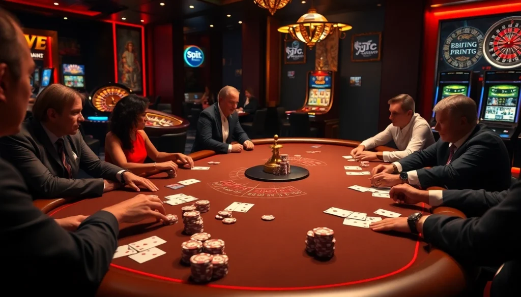Exciting poker game at a luxurious table highlighting kjcpro.it.com casino experience.