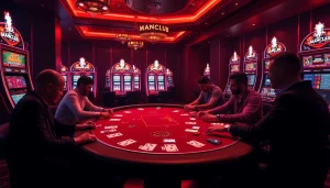 Experience the thrilling ambiance of MANCLUB with intense poker action and sophisticated casino elements.