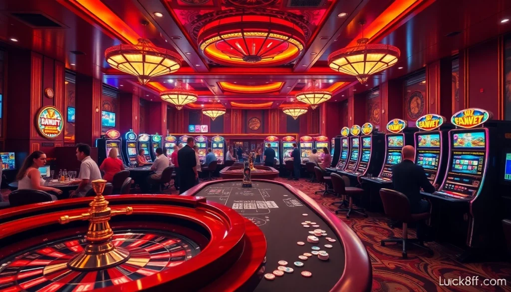 Engaging casino scene at http://luck8f.cn.com/ with vibrant tables and players enjoying thrilling games.