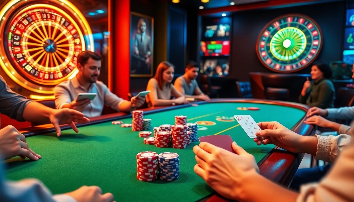 Experience thrilling poker gameplay at go88 with vibrant chips and cards in an elegant casino.