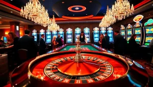 Gambler placing bets at a luxurious XX88 roulette table in a vibrant casino atmosphere.