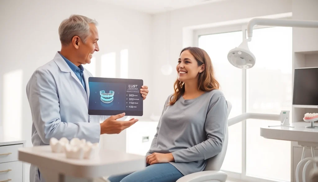 Recommended mouthpiece orthodontics in a modern dental clinic with an orthodontist explaining treatment benefits.