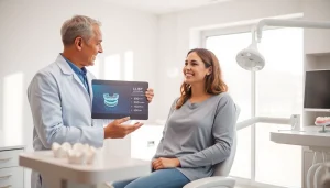 Recommended mouthpiece orthodontics in a modern dental clinic with an orthodontist explaining treatment benefits.