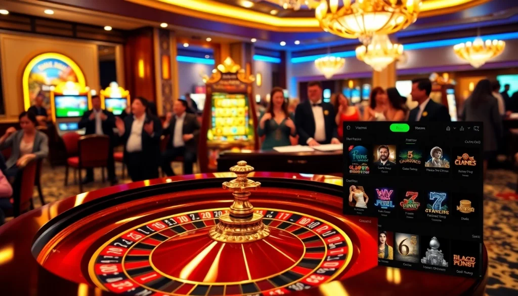 Engaging casino experience at trang chủ fun79 with roulette, slots, and vibrant players.