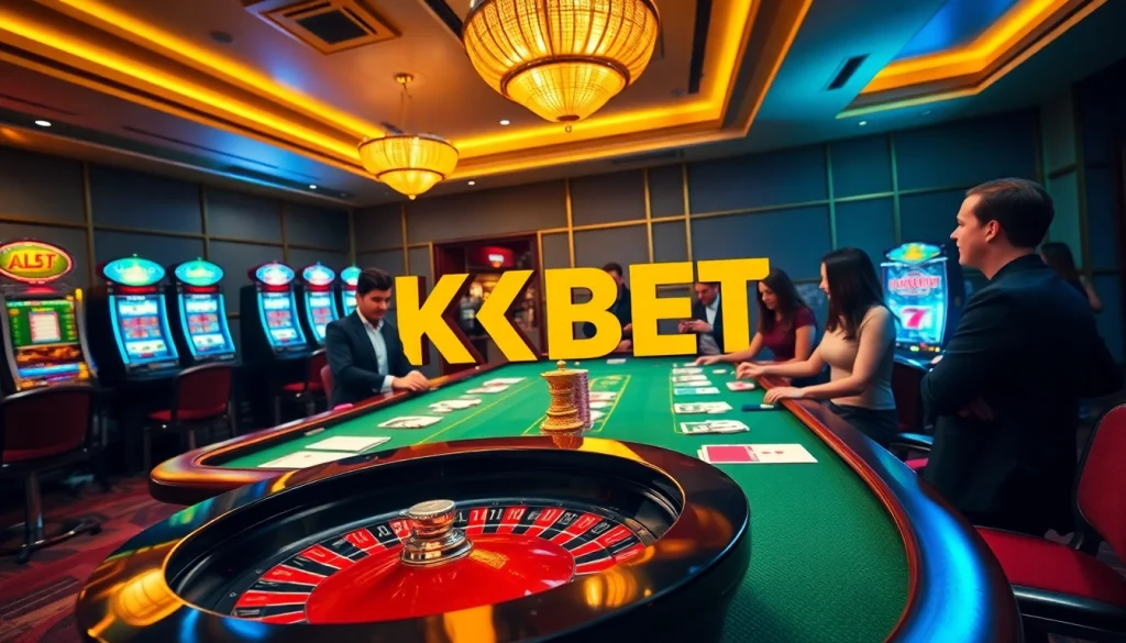 KBBET gaming table with vibrant colors and engaging casino atmosphere.