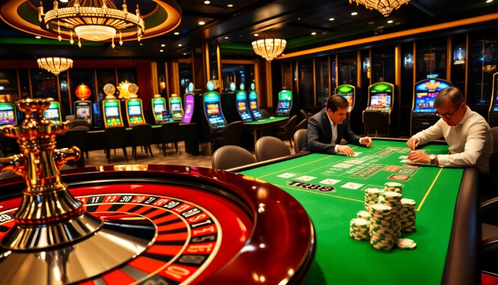 Experience the thrill of tr88 betting with vibrant casino tables and eager players.