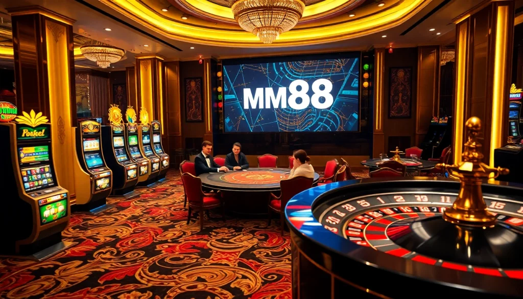 Experience thrilling gameplay at https://mm88.global/ with luxurious poker tables and vibrant slot machines.