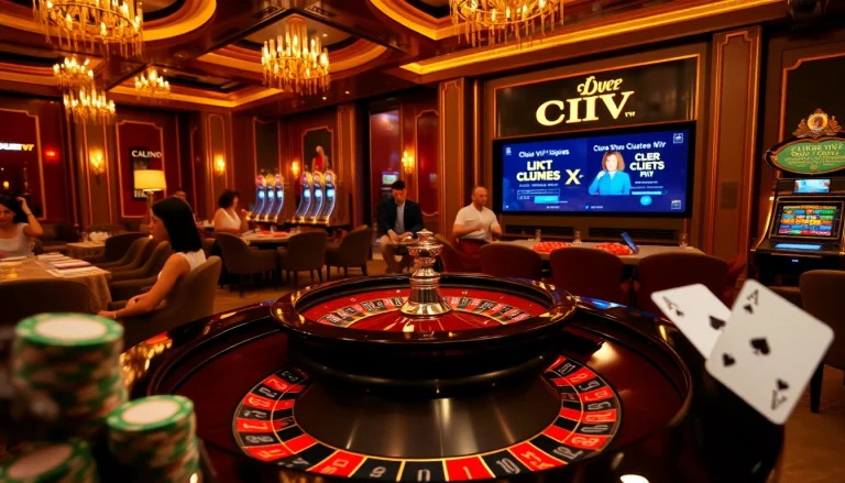 Experience the luxury of Clube VIP HHBET with an inviting casino atmosphere showcasing high-stakes gambling.