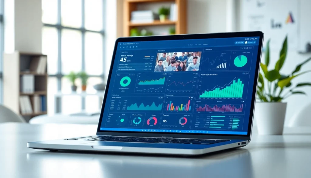 Visual representation of what is video analytics shown on a modern laptop in an organized office.