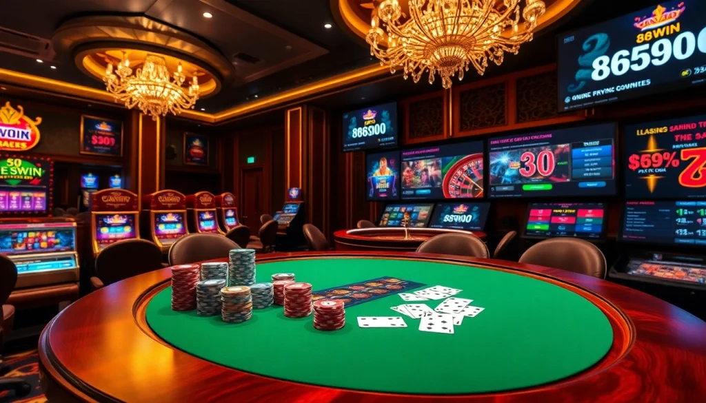 Winning at the 98win casino with vibrant poker chips and high-stakes games.