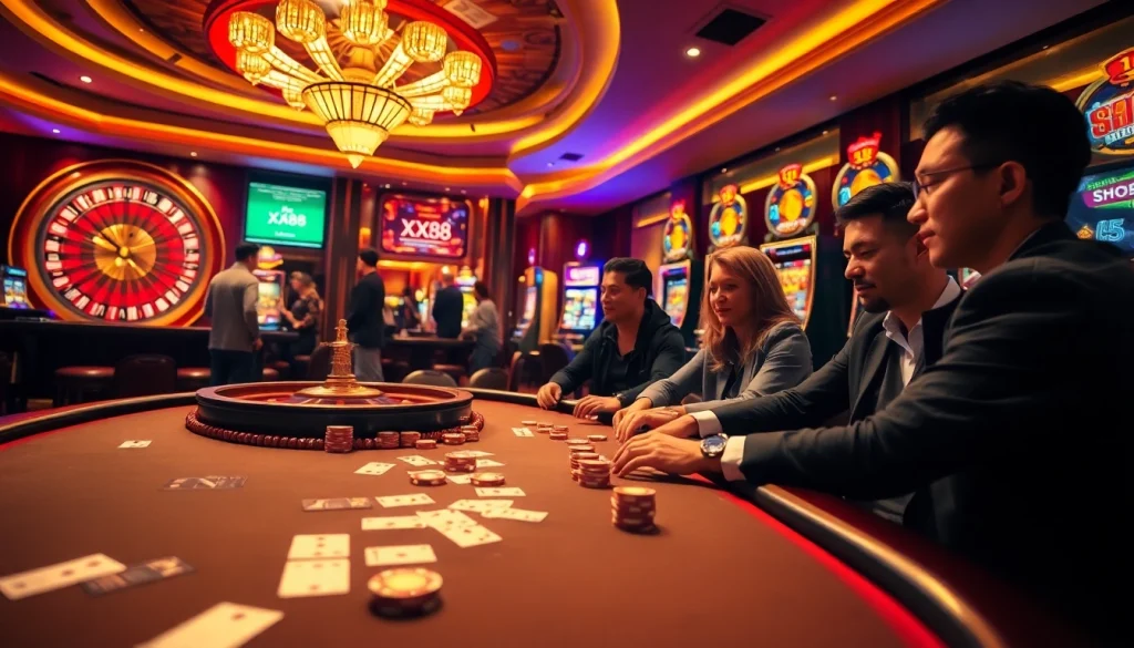 Engaged players enjoying a thrilling game of poker at XX88 casino.