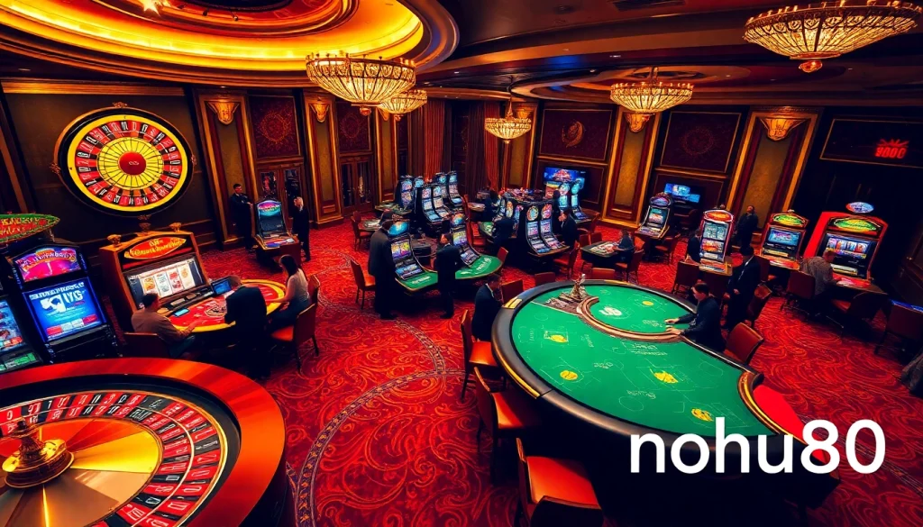 Experience the thrill of gambling at nohu90 with vibrant casino tables and exciting gaming action.
