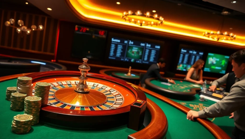 Players enjoying a thrilling game at a luxurious casino table in 789f.