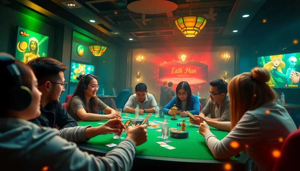 Players enjoying an exciting game bài session in a vibrant online gaming environment.