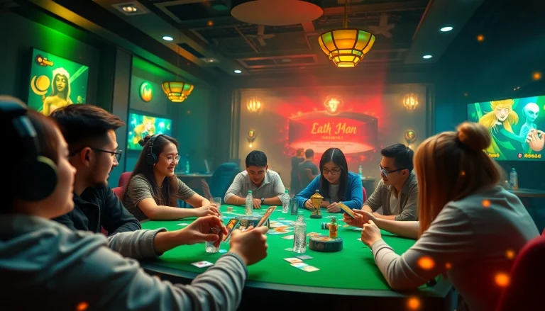 Players enjoying an exciting game bài session in a vibrant online gaming environment.