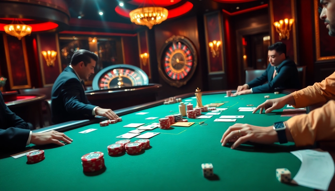 Engaging poker action at a high-stakes table, linked to kjc com's thrilling gaming experiences.