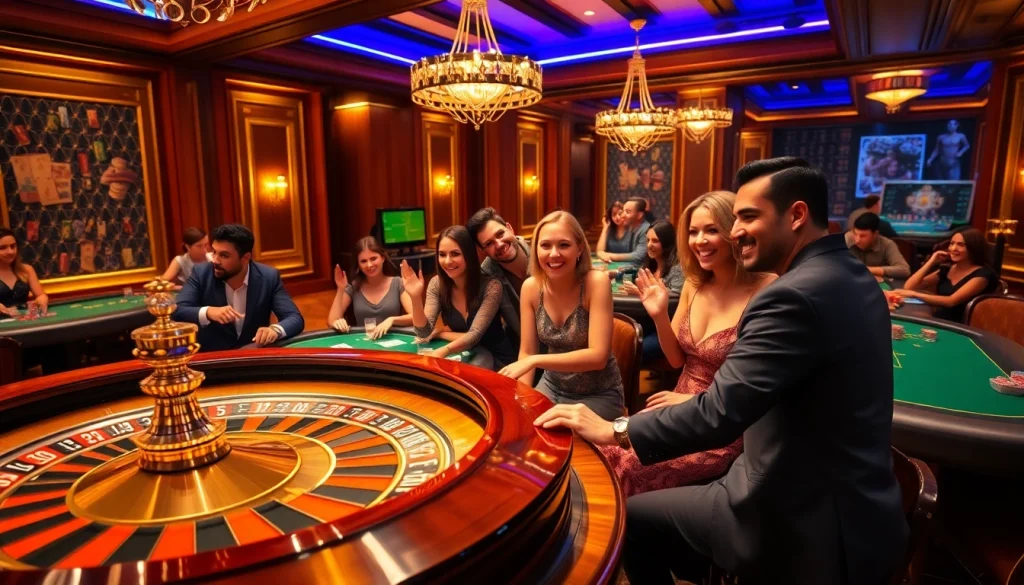Engaged players enjoying roulette and poker at BL555 casino, exuding excitement