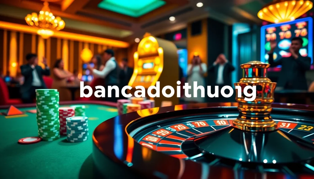 Experience the thrill of bancadoithuong in a vibrant casino setting with colorful gaming elements.