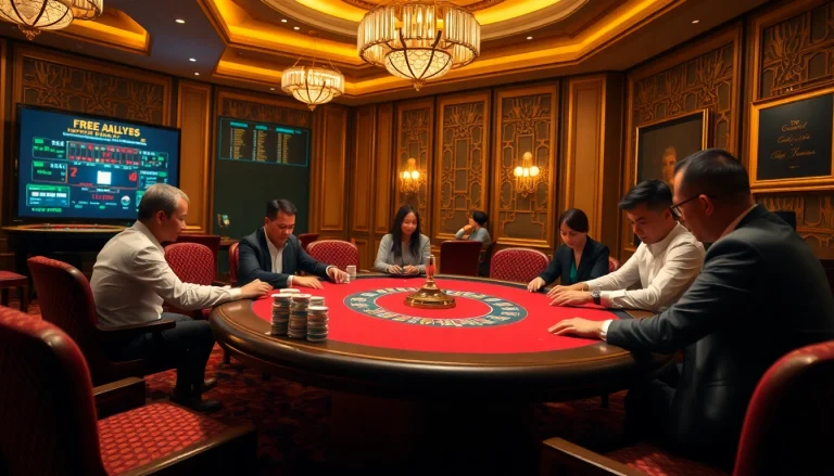 Tác giả Trần Chinh analyzing high-stakes poker at a luxurious casino table.