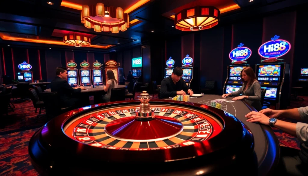 Experience the excitement of Hi88's casino with high-stakes poker tables and dynamic slot machines.