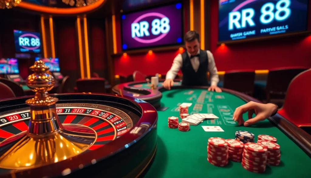 Exciting roulette action at RR 88 casino with vibrant atmosphere and professional dealer.