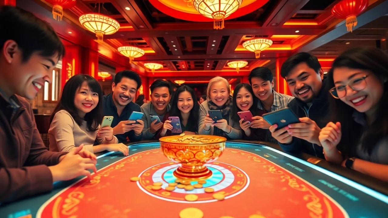 Exciting xóc đĩa online game scene with engaged players and vibrant graphics.