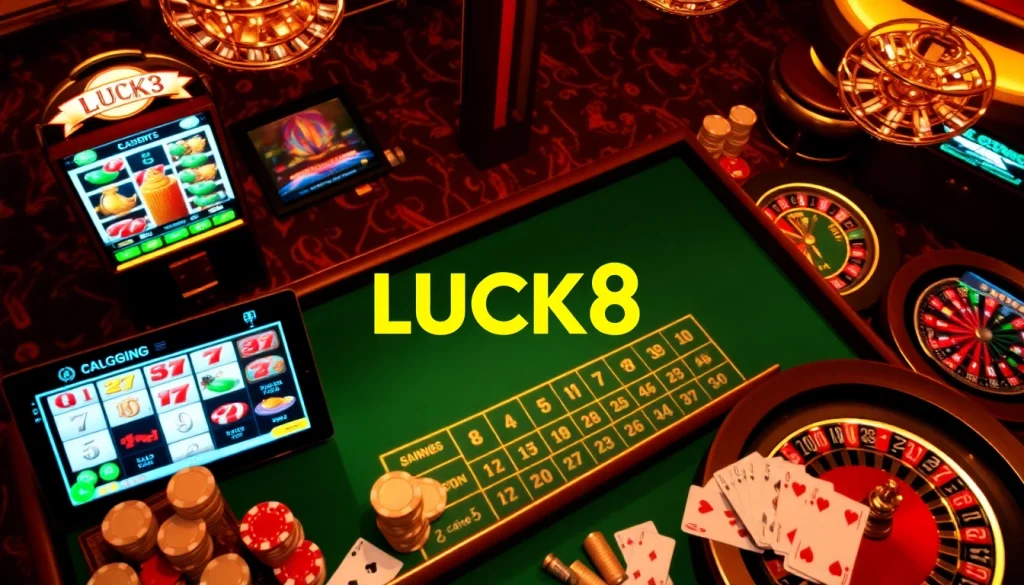 Experience thrilling gameplay with LUCK8's online casino games, including vibrant slots and poker.