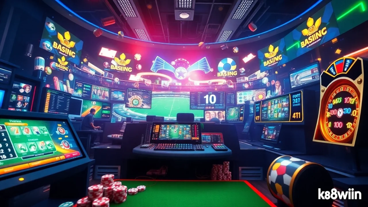 vibrant gaming interface showcasing k88win's casino and betting options