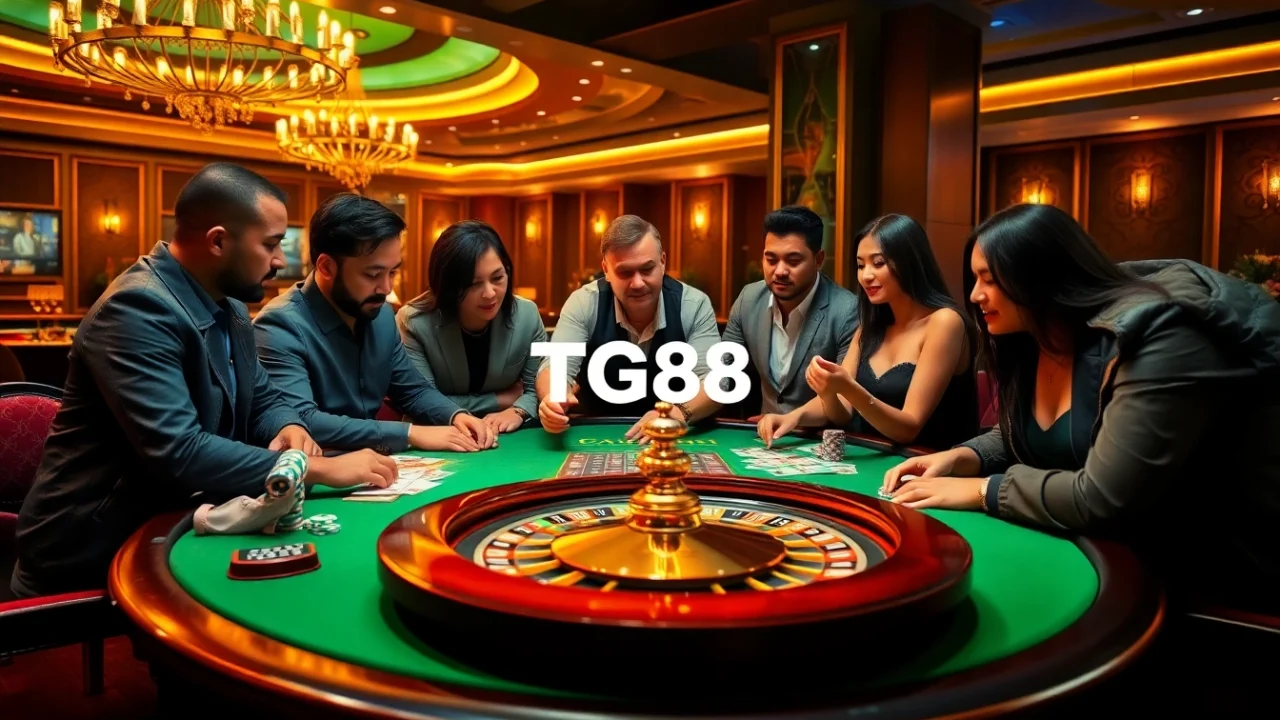 Experience the thrill of high-stakes gambling with TG88 casino chips and cards on a luxurious table.