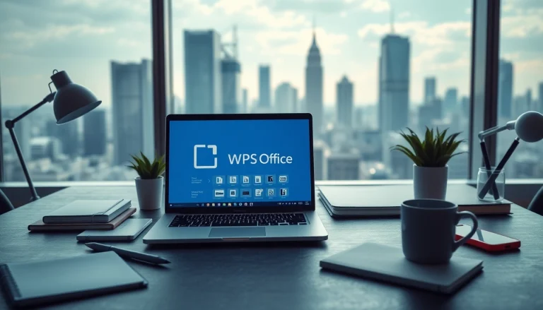 现代办公环境中笔记本电脑上的 WPS Office 界面，提升生产力。