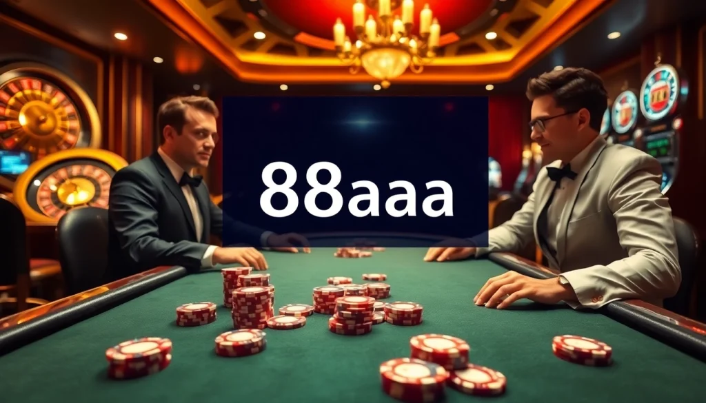 Experience the excitement of 88aa poker with high-stakes chips and a glamorous casino atmosphere.