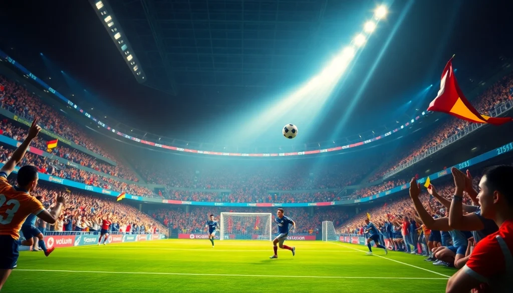 Exciting live football match scene showcasing vaoluoitv's vibrant community and passionate fans.