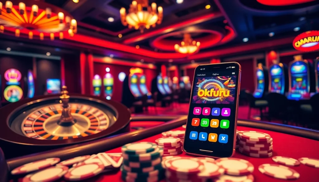 Experience thrilling gameplay with app okfun in a luxurious casino setting.