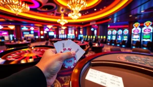 Engaging scene of a luxurious casino with poker chips featuring TG88, setting an exciting gambling atmosphere.