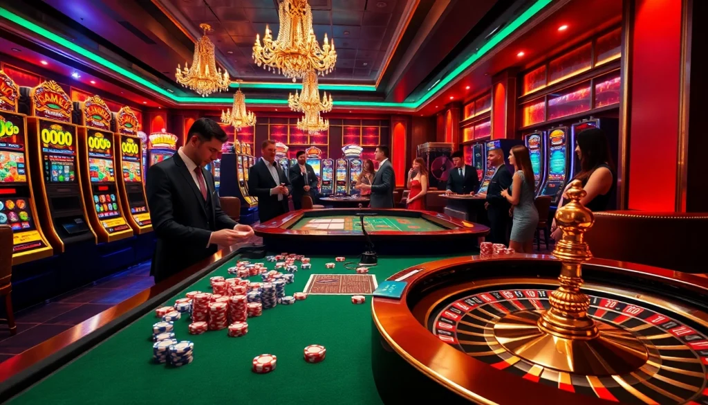 Experience the excitement of GAME GO8 with vibrant casino visuals featuring dynamic tables and slot machines.