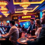 Exciting k88win casino scene with players engaged in thrilling games, showcasing vibrant atmosphere.