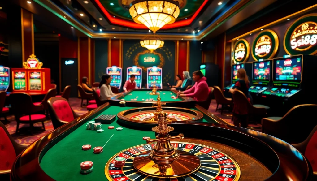 Experience the thrilling gameplay of siu88 at a luxurious casino table with vibrant action.