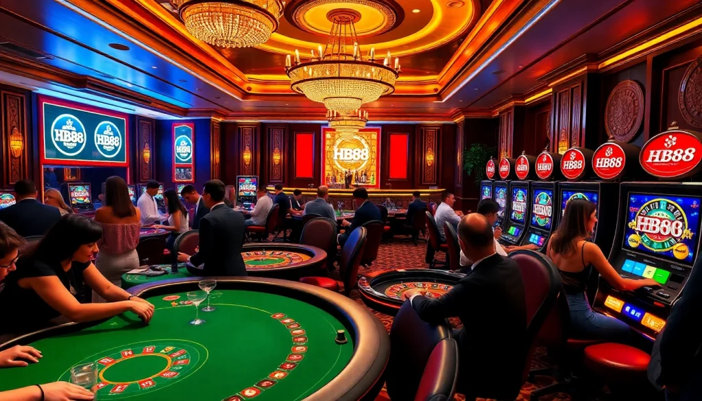 Experience the thrill of HB88 gaming with vibrant casino activities and luxurious ambiance.