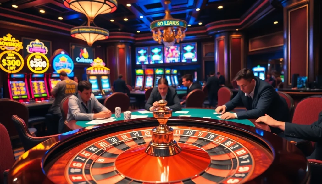 Engage in thrilling poker action at RR99 casino, featuring vibrant slot machines and roulette.