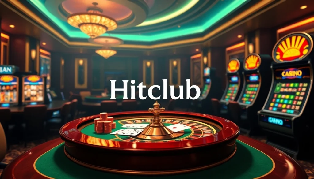 Hitclub players navigating an exciting casino experience with poker tables and roulette wheels.